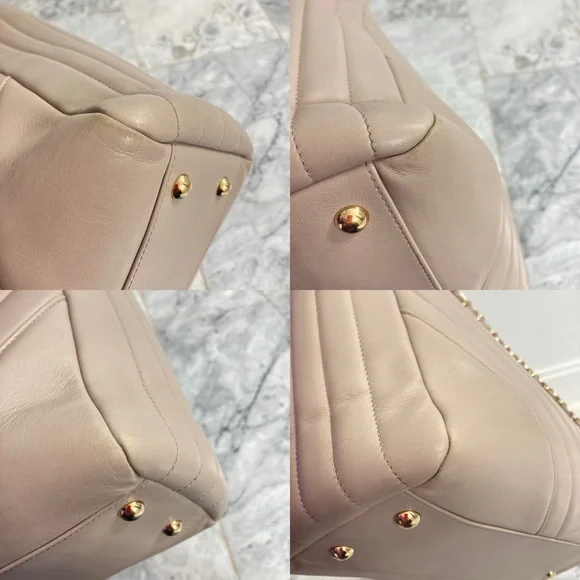 CHANEL Taupe CC Lambskin Chevron Quilted Leather Chain Statement Shopper Tote - Picture 9 of 15